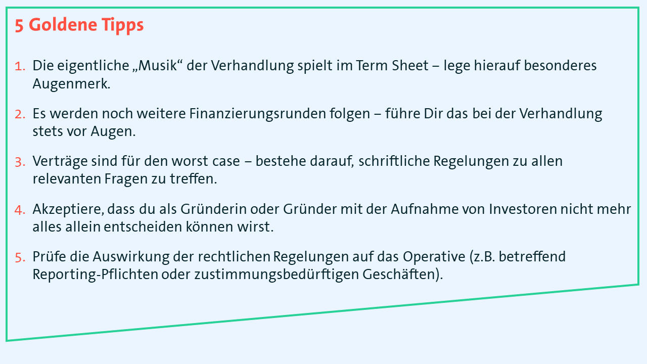 5 Goldene Tipps | Beteiligungsverträge