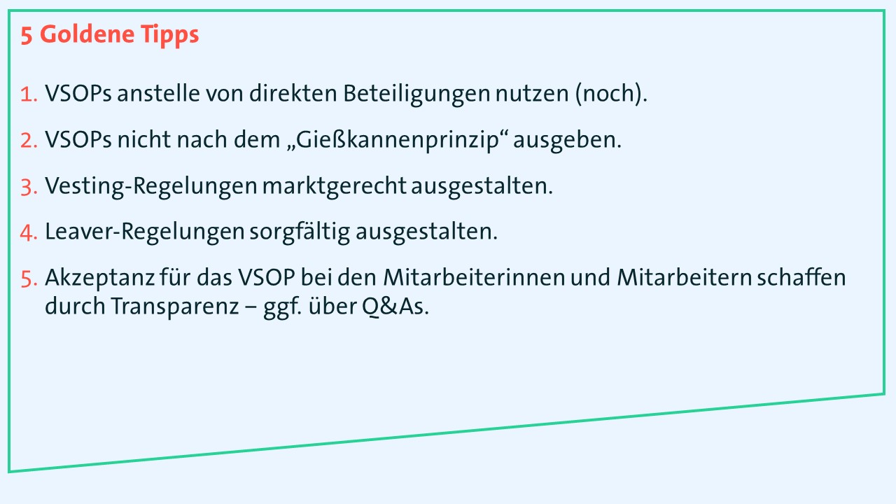 5 Goldene Tipps | Mitarbeiterbeteiligung