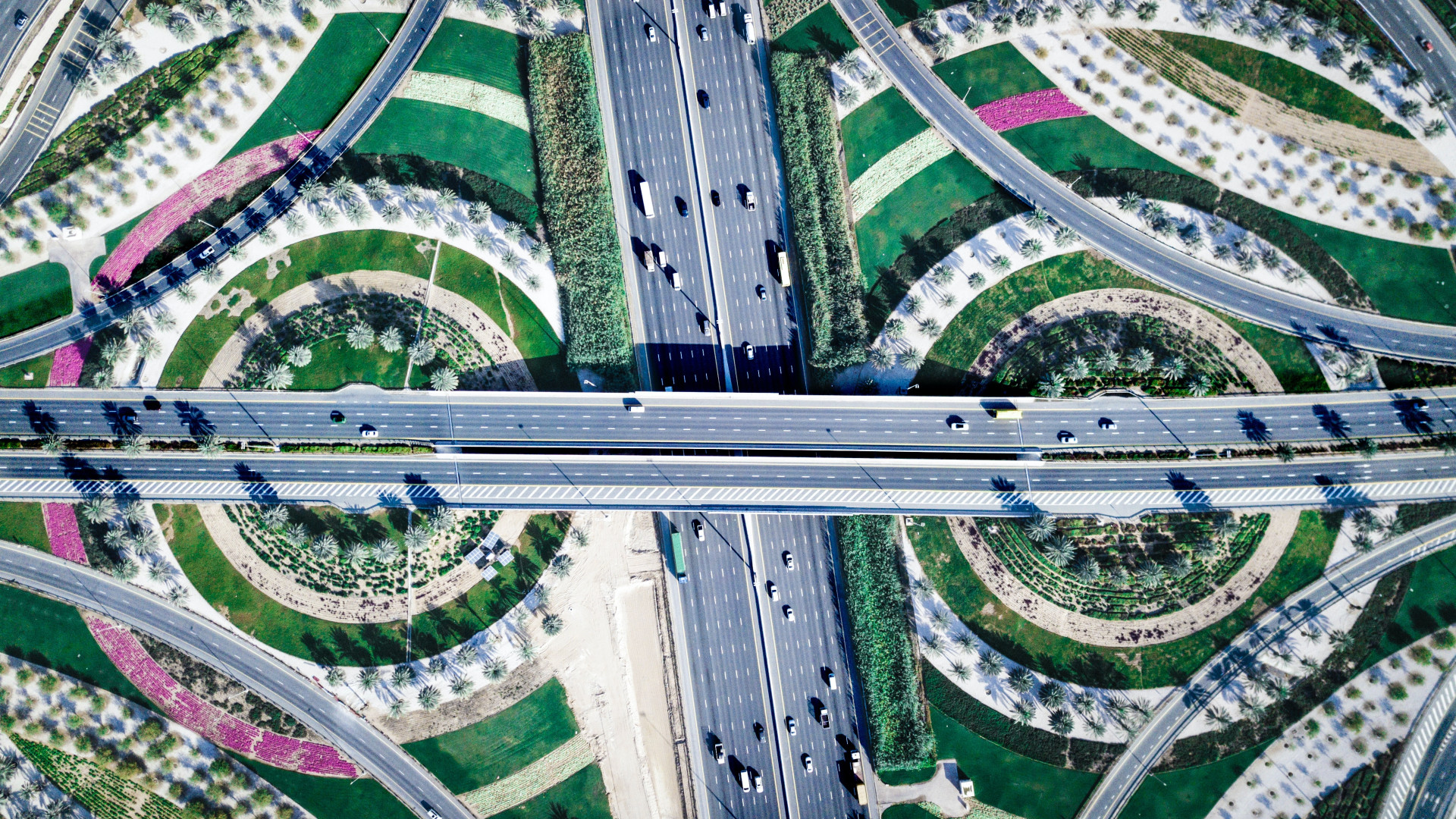 Autobahnkreuz von oben