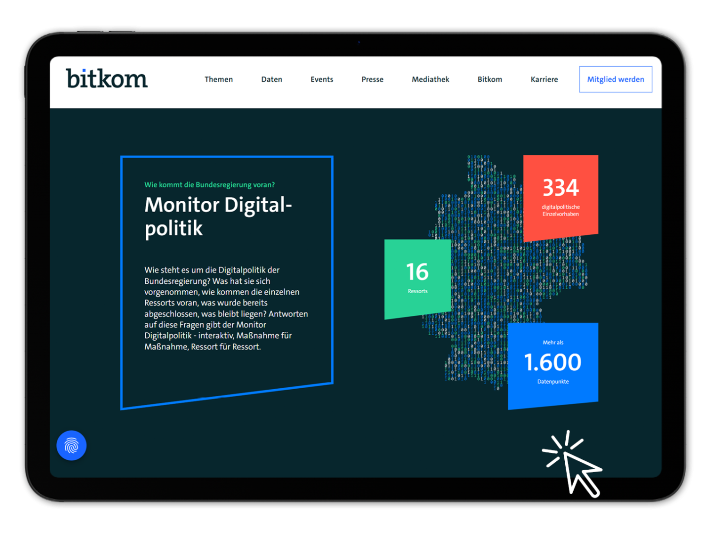 Startseite des Bitkom-Monitors zur Digitalpolitik der Bundesregierung