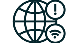 Netzglobus, WLAN Symbol mit Ausrufezeichen 