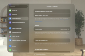 Apple Vision Pro Einstellungen