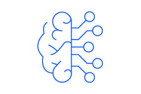 Symbol eines Gehirns verbunden mit Schaltkreisen, das künstliche Intelligenz darstellt.