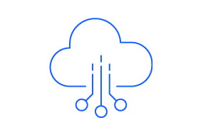 Symbol einer Wolke mit Linien und Kreisen, die auf Cloud-Computing und Datenverarbeitung hinweisen.