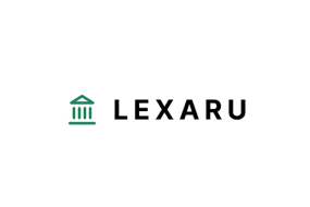 Logo von LEXARU mit grüner stilisierter Säule links und schwarzem Schriftzug rechts auf weißem Hintergrund.