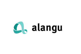Logo mit dem Schriftzug „alangu“ in schwarzer Schrift, links ein türkisfarbenes, geschwungenes Element auf weißem Hintergrund.