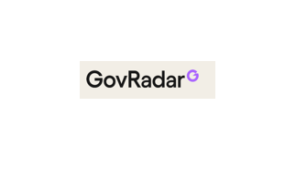 Logo mit dem Text "GovRadar", schwarzer Schriftzug und lila hervorgehobenem "G" auf hellem Hintergrund.
