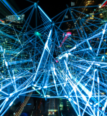 Luminographie vor moderner Skyline