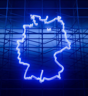 Deutschland-Karte in neon-blau
