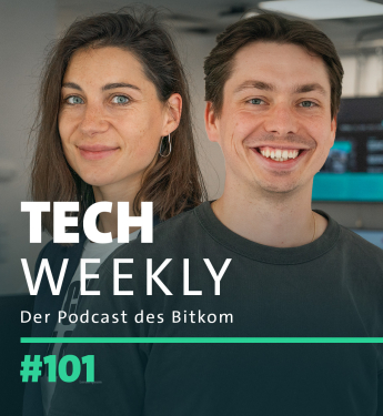 Tech Weekly, der Bitkom-Podcast, Folge 101 zum Thema Startups auf Wachstumskurs und Social Commerce im Handel