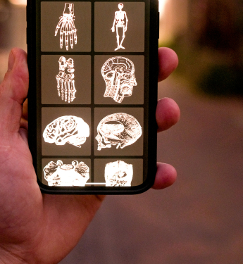Smartphone mit anatomischen Illustrationen