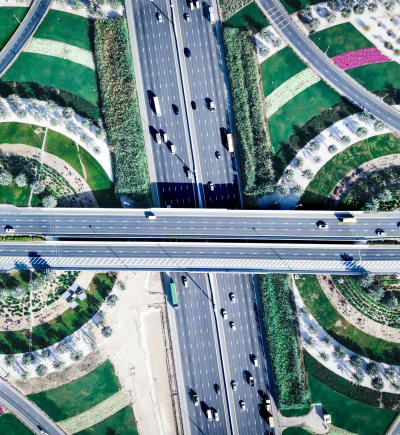 Autobahnkreuz von oben