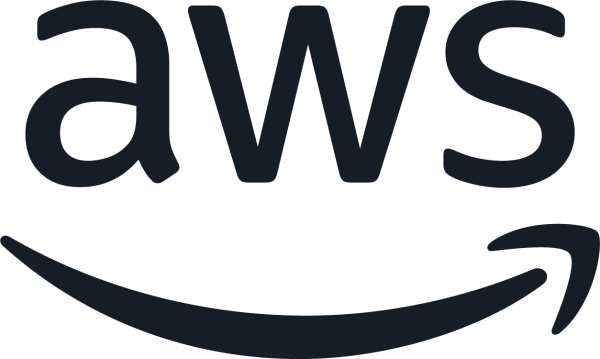 Logo von AWS mit dem Schriftzug „aws“ und einem geschwungenen Pfeil von links nach rechts.