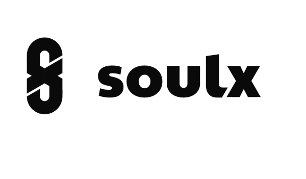 Logo mit stilisiertem "S" aus geschwungenen Linien links und "soulx" in fetter, moderner Schrift rechts.