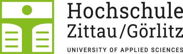 Logo der Hochschule Zittau/Görlitz: grünes Buchsymbol, Schriftzug in Schwarz, weißer Hintergrund.