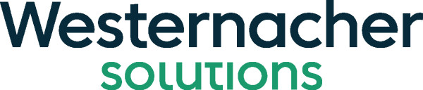 Logo von Westernacher Solutions: "Westernacher" in dunkler Schrift, "solutions" in heller, grüner Schrift.