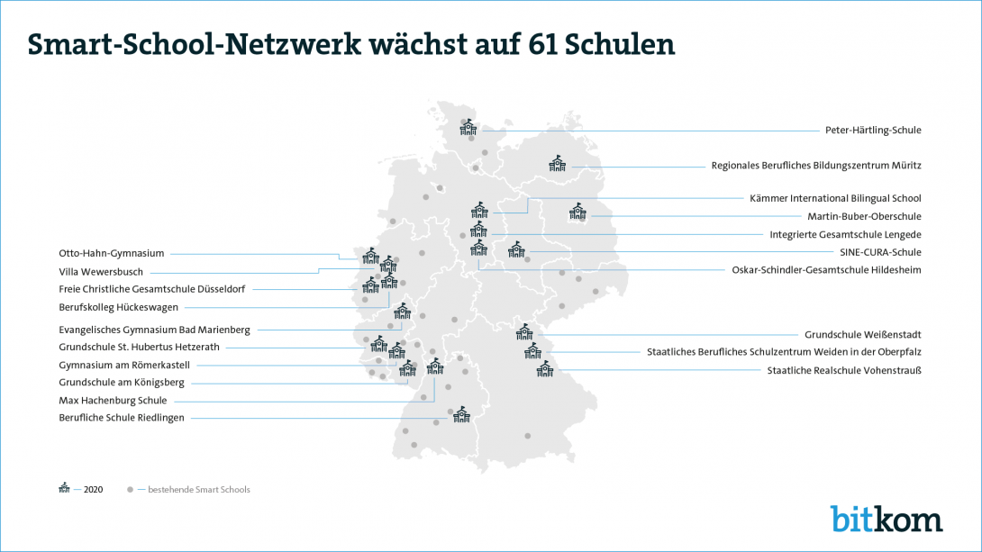 Deutschlandkarte mit den neuen Smart Schools