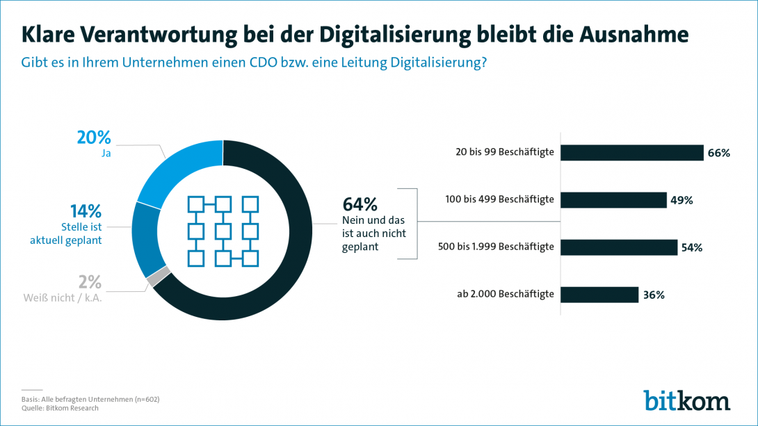 Web-Grafik PI: Klare Verantwortung bei der Digitalisierung bleibt die Ausnahme